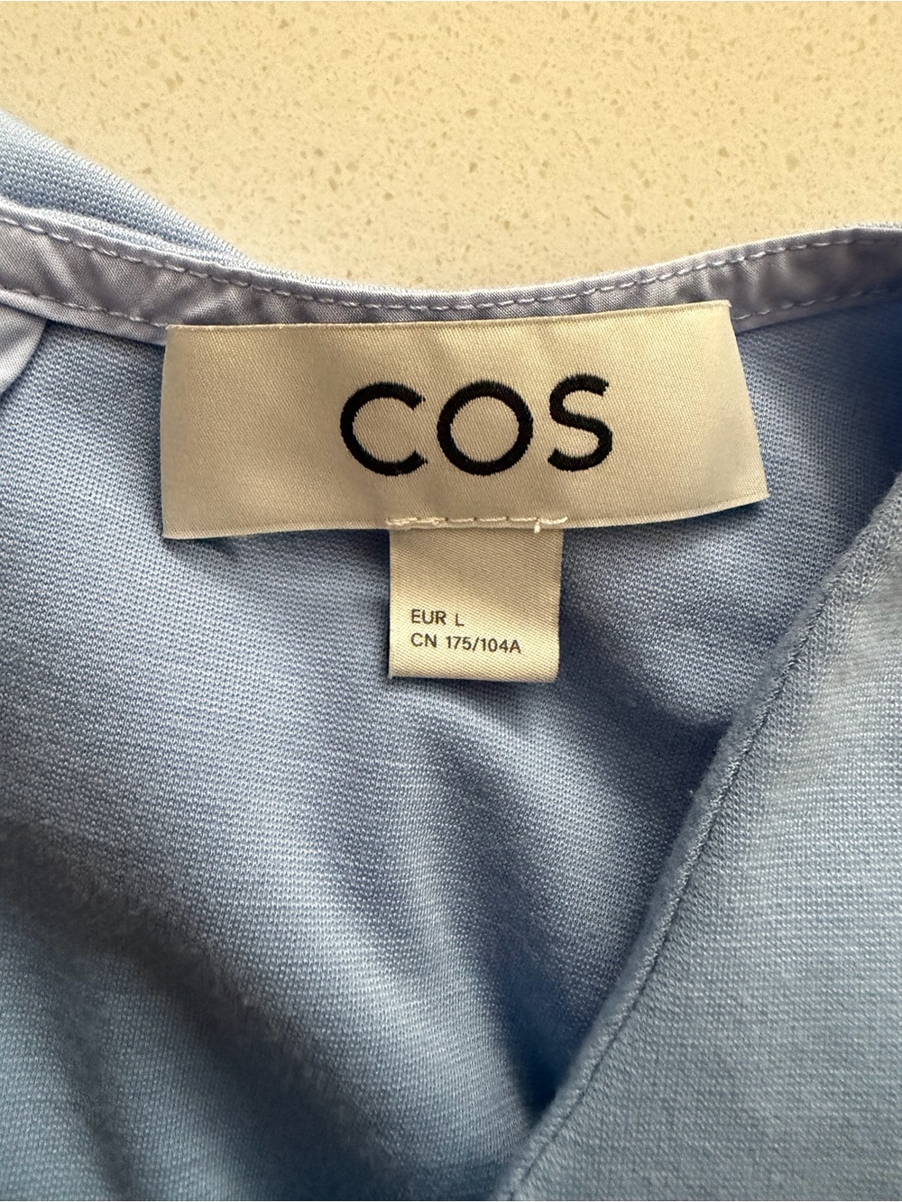 COS Midi Jersey Cinch Waist Gathered Dress Size Large Minimalist Blue Sleeveless - Picture 5 of 9